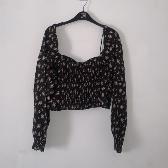 H&M | Floral Corset Top Size Large Brand New Black - Picture 7 of 8